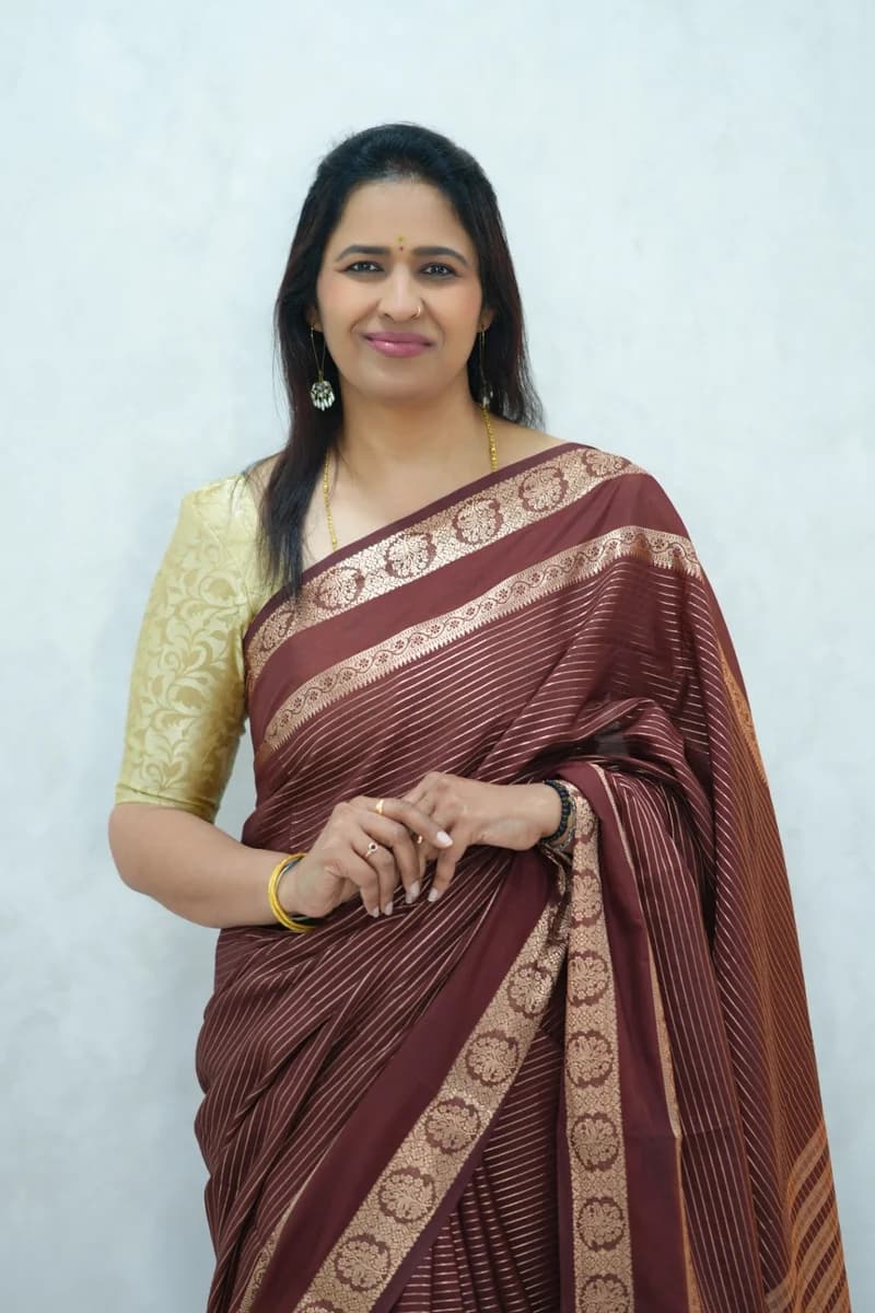 Semi mysore crepe silk saree in single tone brown