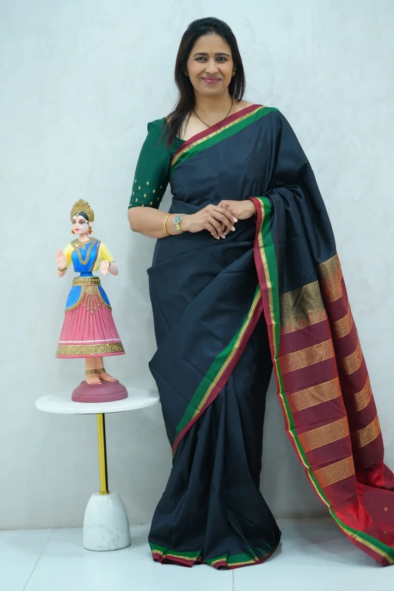Pure Kanchi Arani Silk Saree black